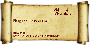 Negro Levente névjegykártya